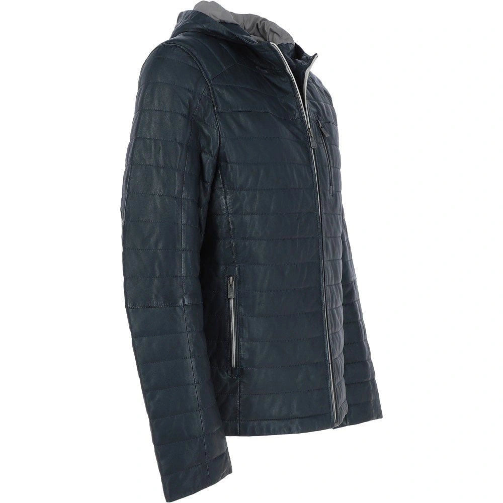 Men’s Quilted Navy Hooded Puffer Jacket