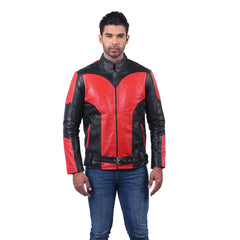 Men’s Red Black Axeron Leather Jacket