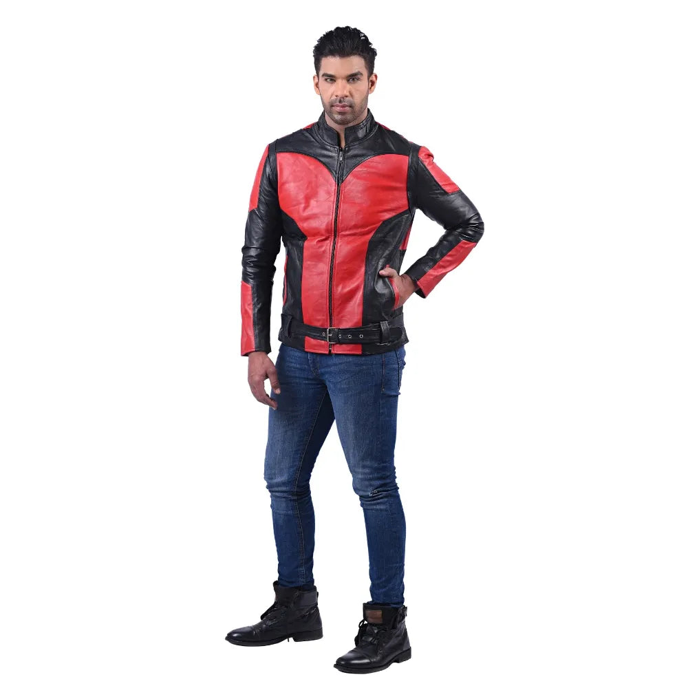Men’s Red Black Axeron Leather Jacket