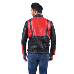 Men’s Red Black Axeron Leather Jacket