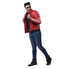 Men’s Red Quilted Leather Jacket