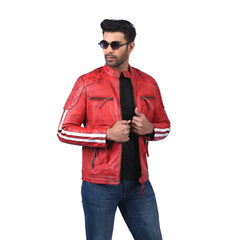 Men’s Red Quilted Leather Jacket