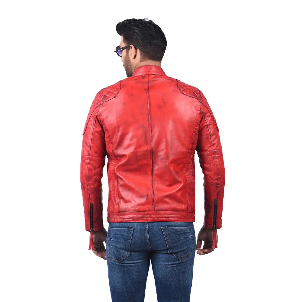 Men’s Red Quilted Leather Jacket
