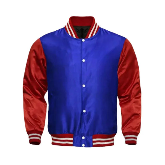 Men's Red and Blue Fleece Varsity Jacket