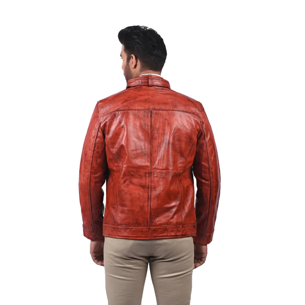 Men’s Ruston Red Leather Jacket