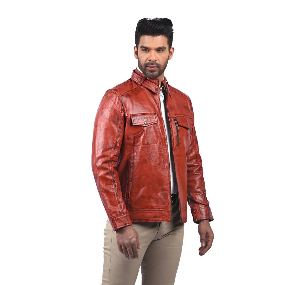 Men’s Ruston Red Leather Jacket