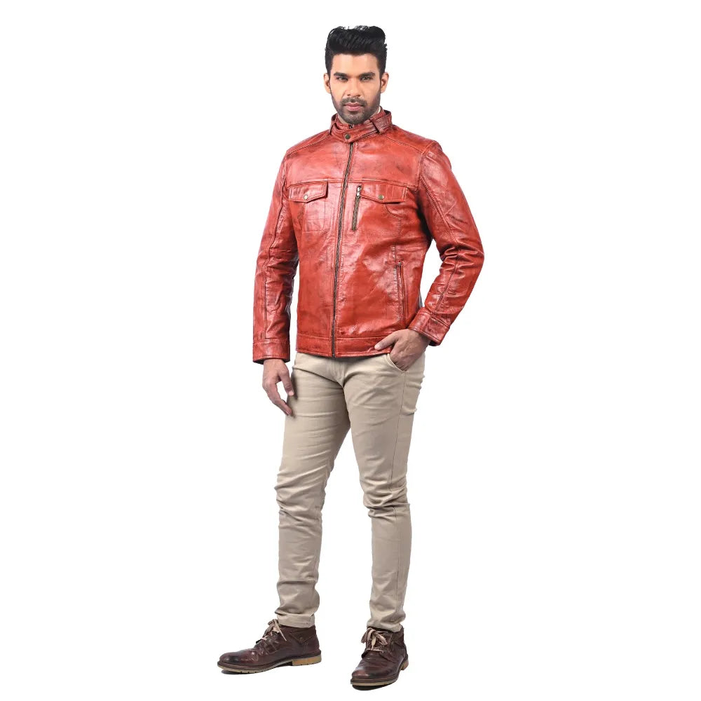Men’s Ruston Red Leather Jacket