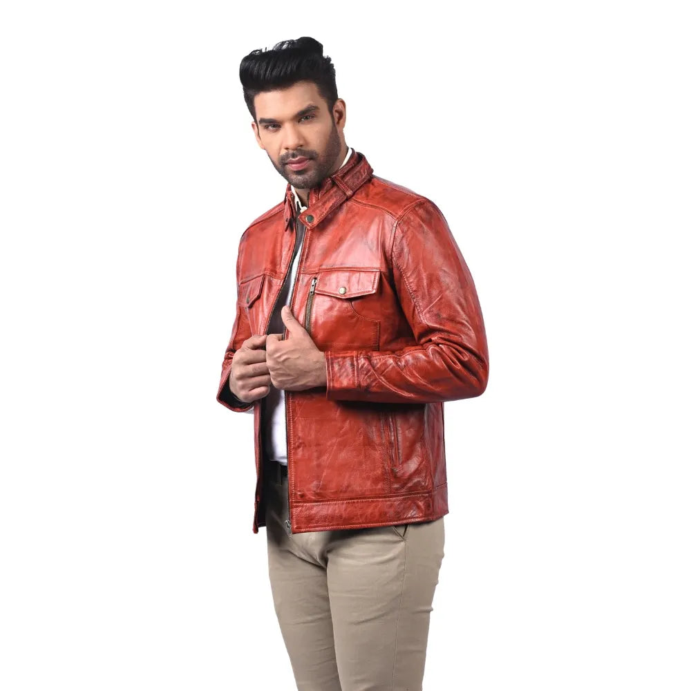 Men’s Ruston Red Leather Jacket