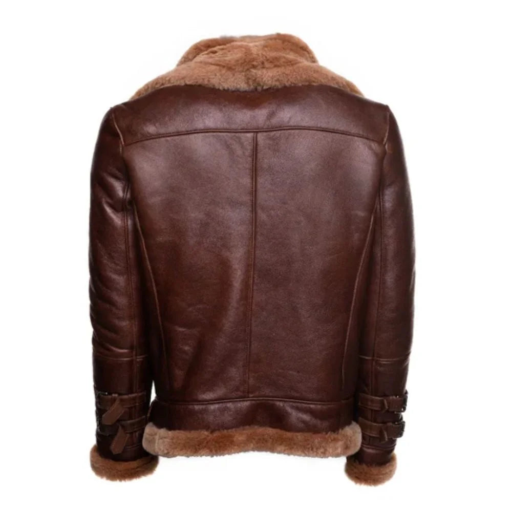 Men's Shearling lined leather winter jacket