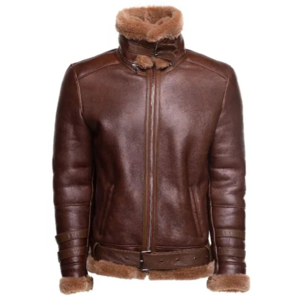 Men's Shearling lined leather winter jacket