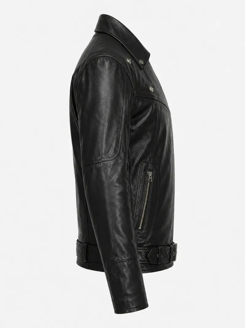 Men’s Shirt Collar Leather Jacket Right 