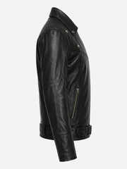 Men’s Shirt Collar Leather Jacket Right 