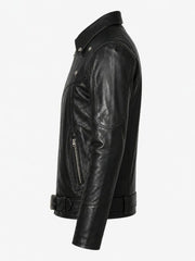 Men’s Shirt Collar Leather Jacket Left 