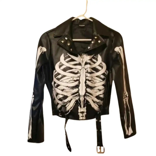 Men’s Skeleton Halloween Leather Jacket