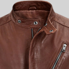 Men’s Slim Fit Brown Leather Jacket