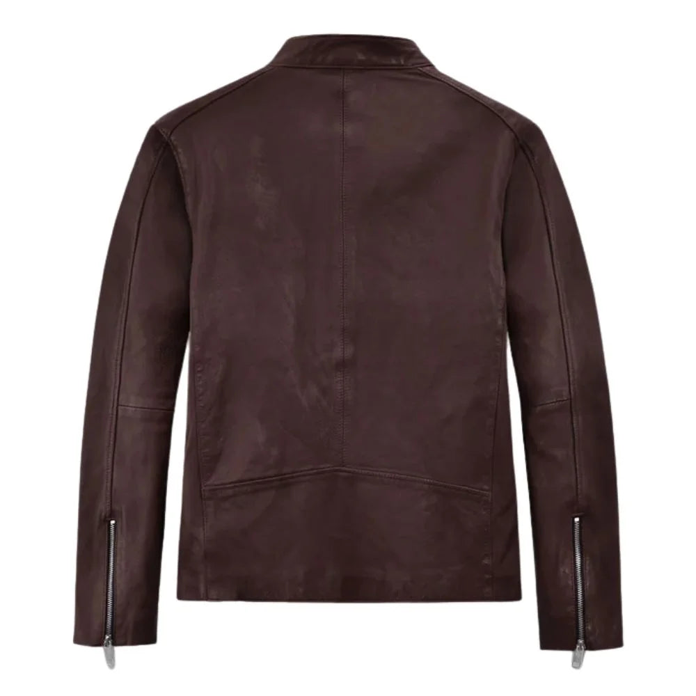 Men’s Slim Fit Burgundy Leather Jacket