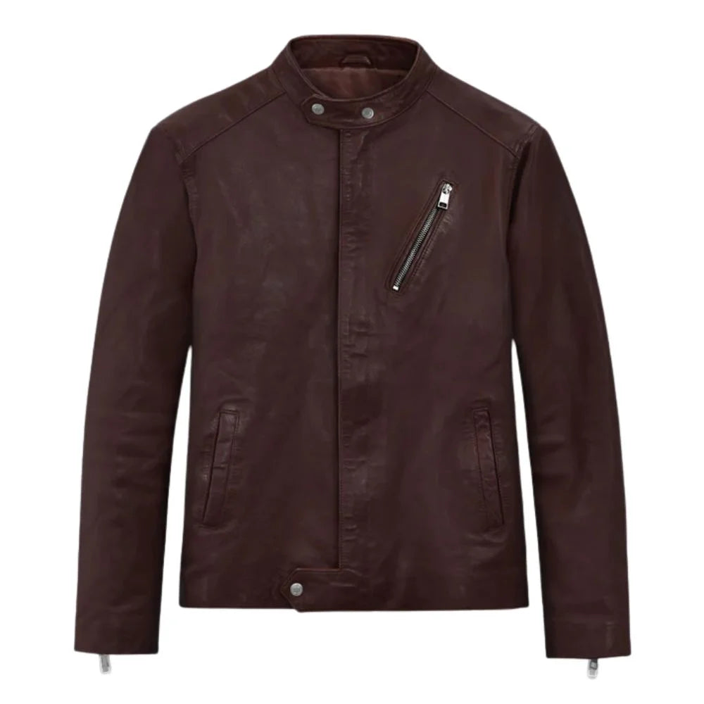 Men’s Slim Fit Burgundy Leather Jacket