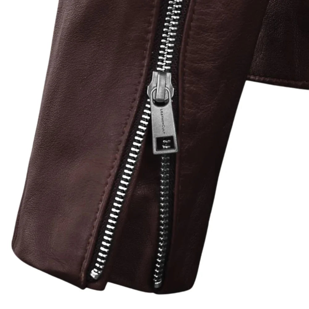 Men’s Slim Fit Burgundy Leather Jacket