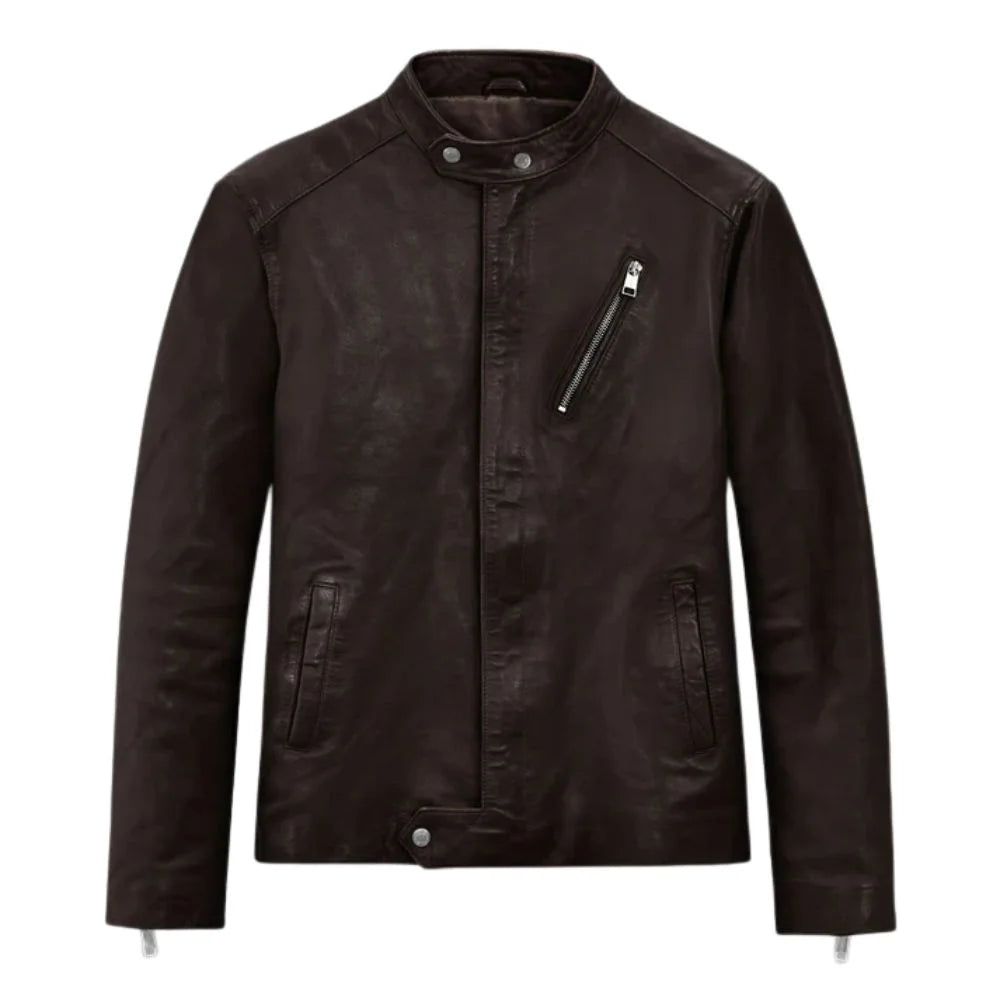 Men’s Slim Fit Dark Brown Leather Jacket
