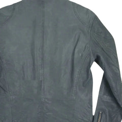 Men’s Slim Fit Grey Leather Jacket