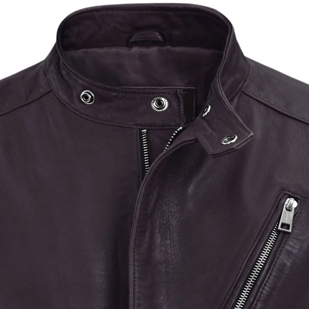 Men’s Slim Fit Purple Leather Jacket