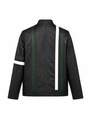 Men’s Striped Leather Jacket Back 