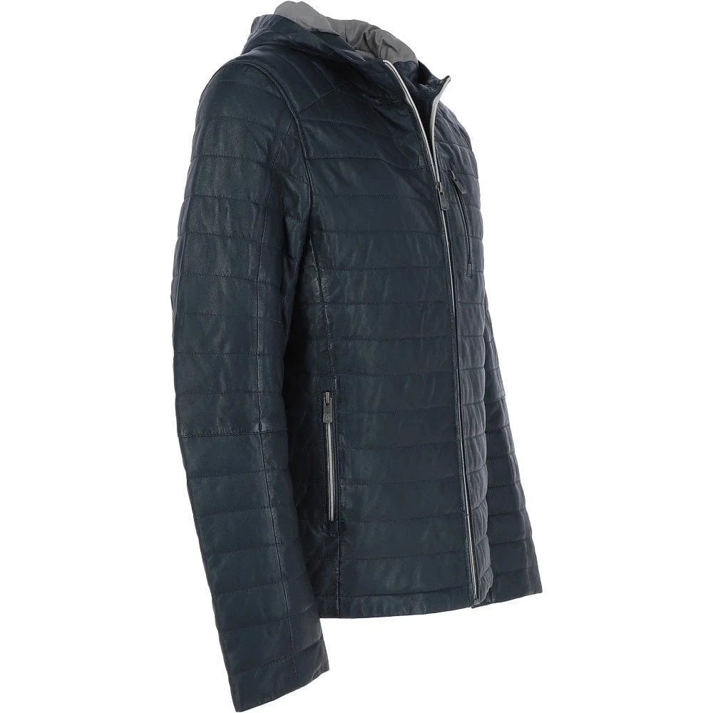 Men's Quilted Leather Jacket for Winter Warmth