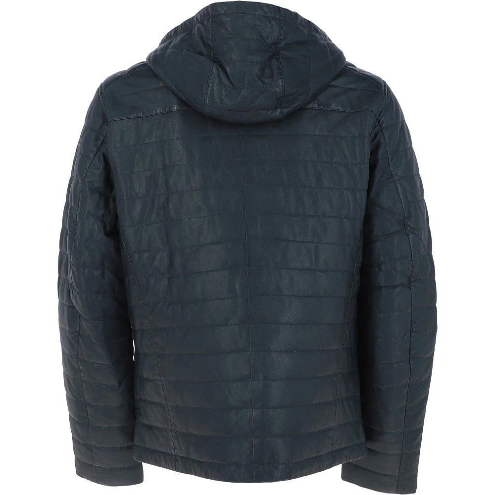 Men's Quilted Leather Jacket for Winter Warmth