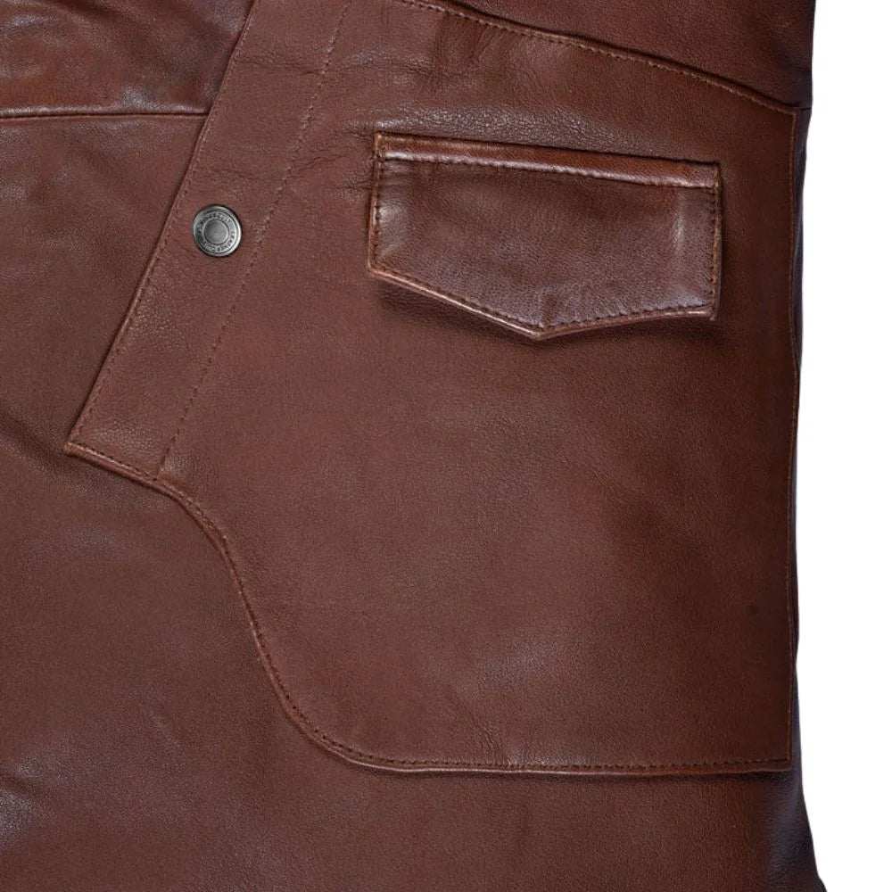 Men’s Tan Asymmetrical Leather Jacket