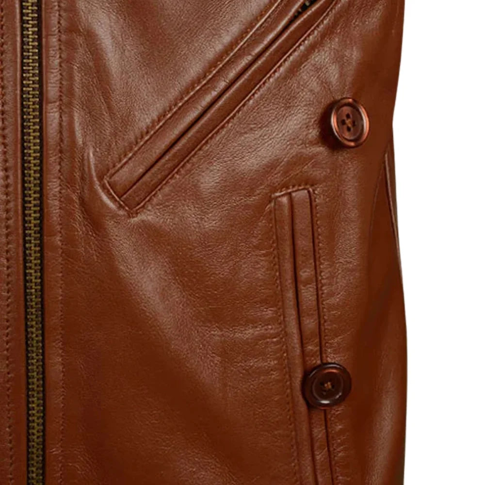 Men’s Tan Brown Vintage Leather Jacket:
