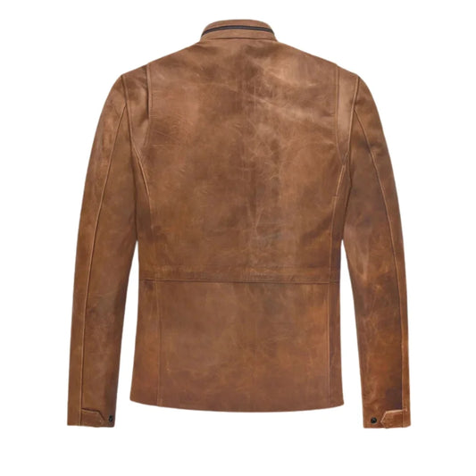 Men’s Tan Brown Utility Leather Field Jacket