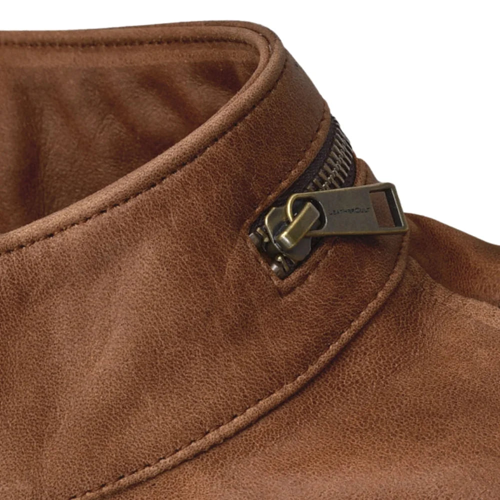 Men’s Tan Brown Utility Leather Field Jacket
