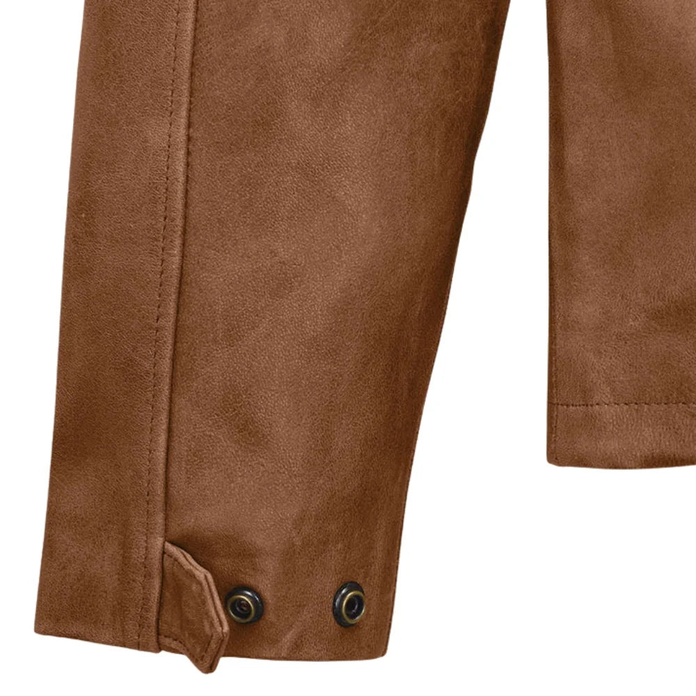 Men’s Tan Brown Utility Leather Field Jacket