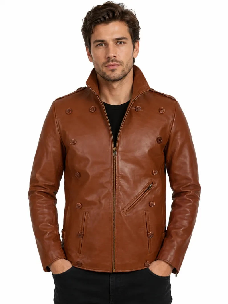 Men’s Tan Brown Vintage Leather Jacket full