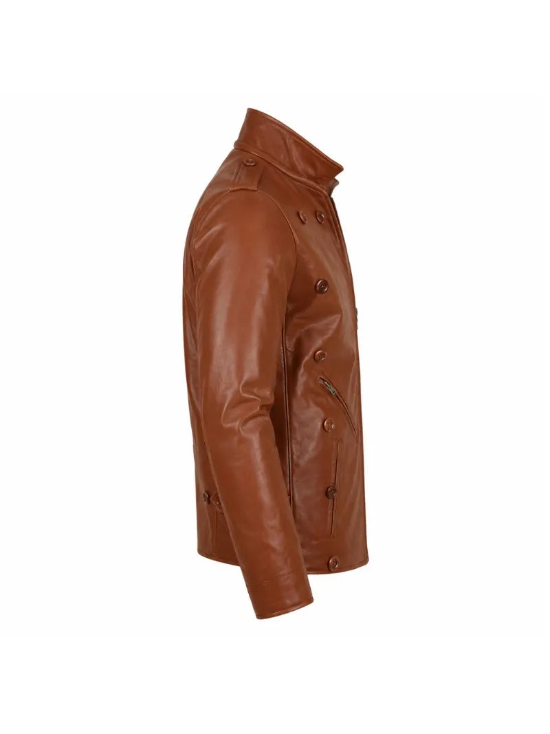 Men’s Tan Brown Vintage Leather Jacket Right 