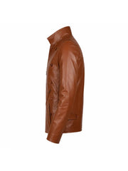 Men’s Tan Brown Vintage Leather Jacket Left 
