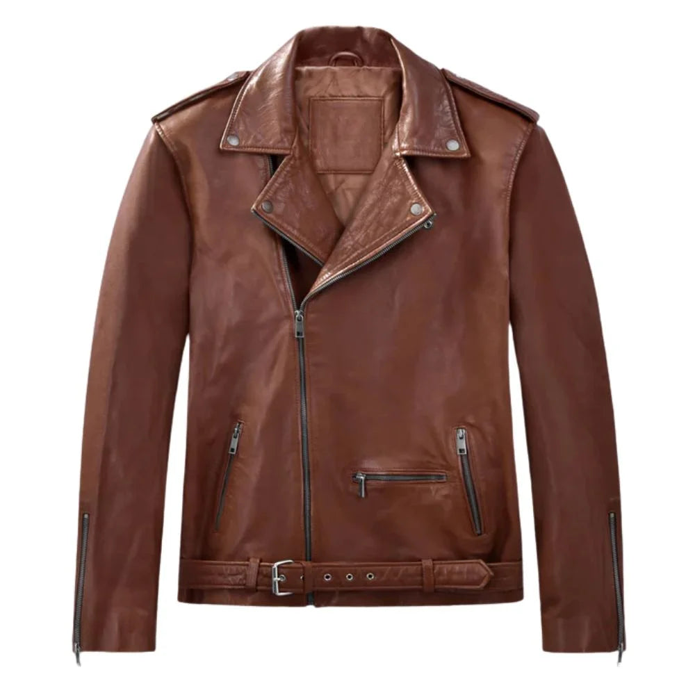 Men’s Tan Lapel Leather Jacket