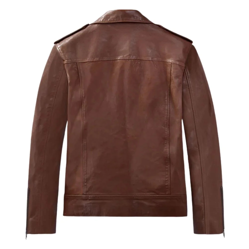 Men’s Tan Lapel Leather Jacket