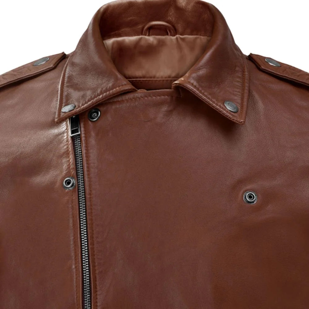 Men’s Tan Lapel Leather Jacket