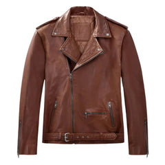 Men’s Tan Lapel Leather Jacket