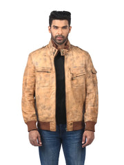Men’s Tan Leather Utility Jacket Front
