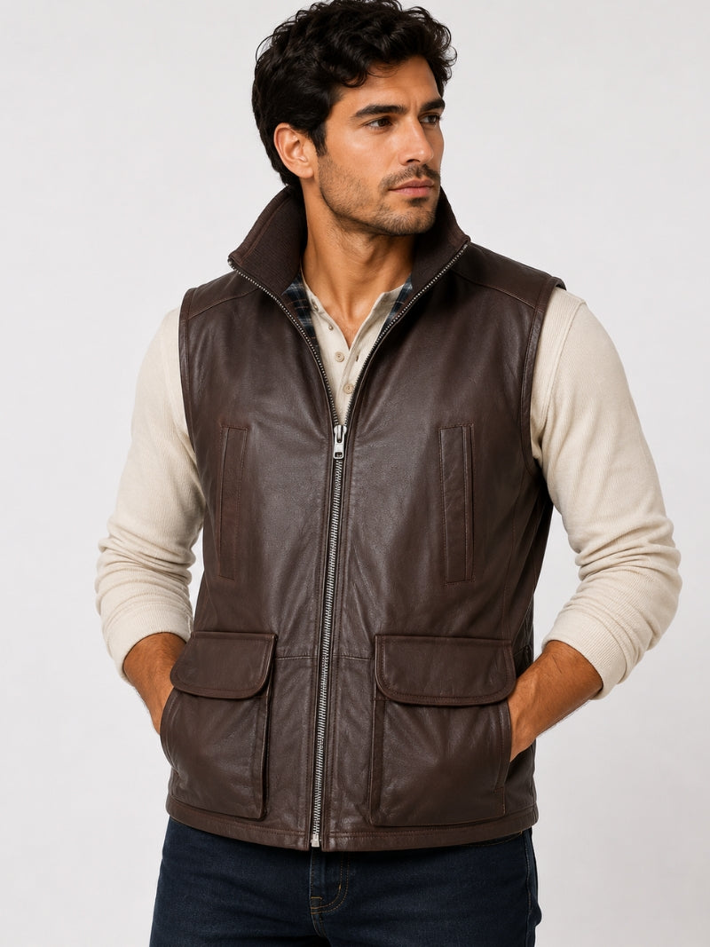 Men’s Tan Leather Vest