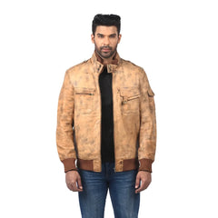 Men’s Tan Real Leather Zip Jacket