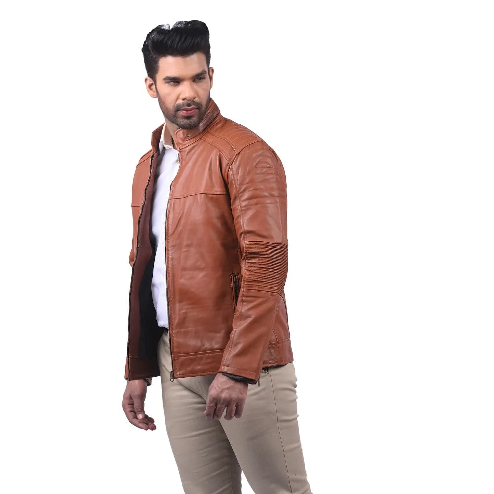 Men’s Tan Strixon Leather Jacket