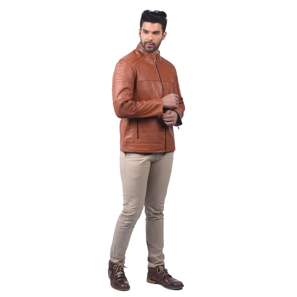 Men’s Tan Strixon Leather Jacket