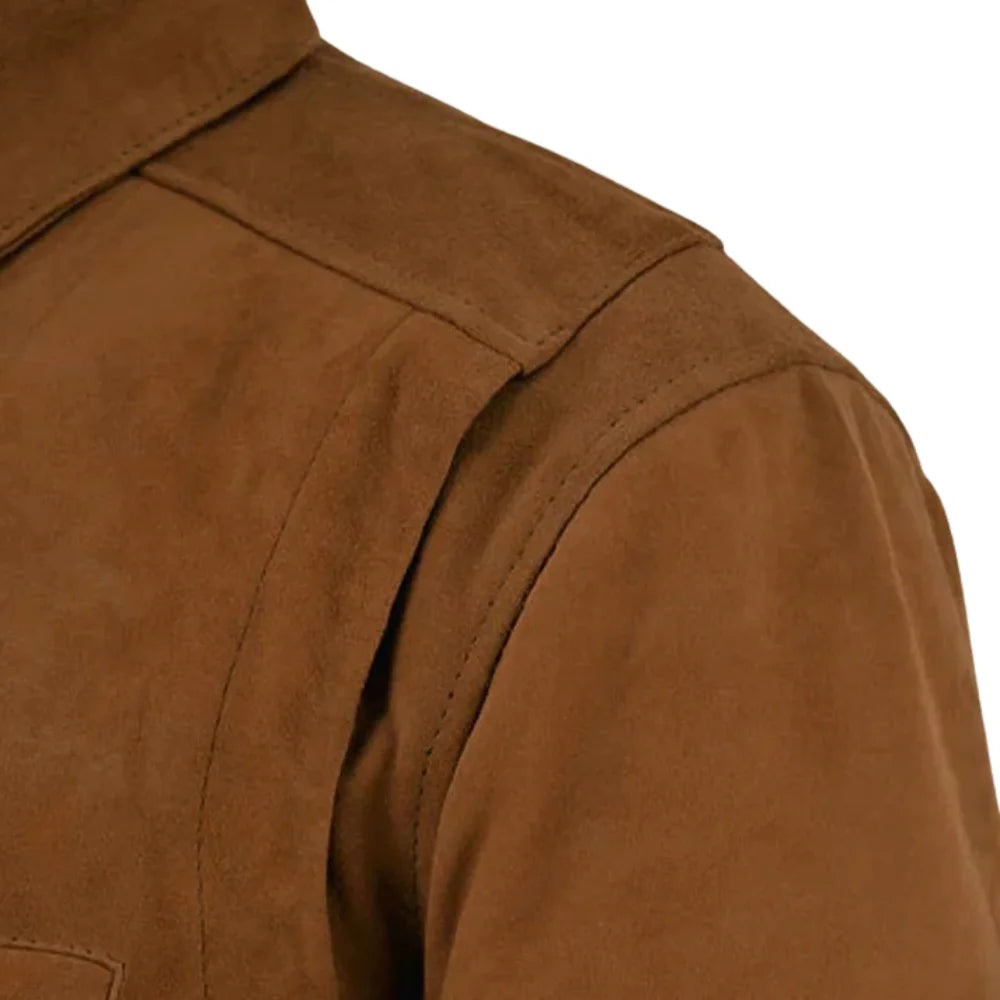 Men’s Tan Suede Leather Bomber Jacket