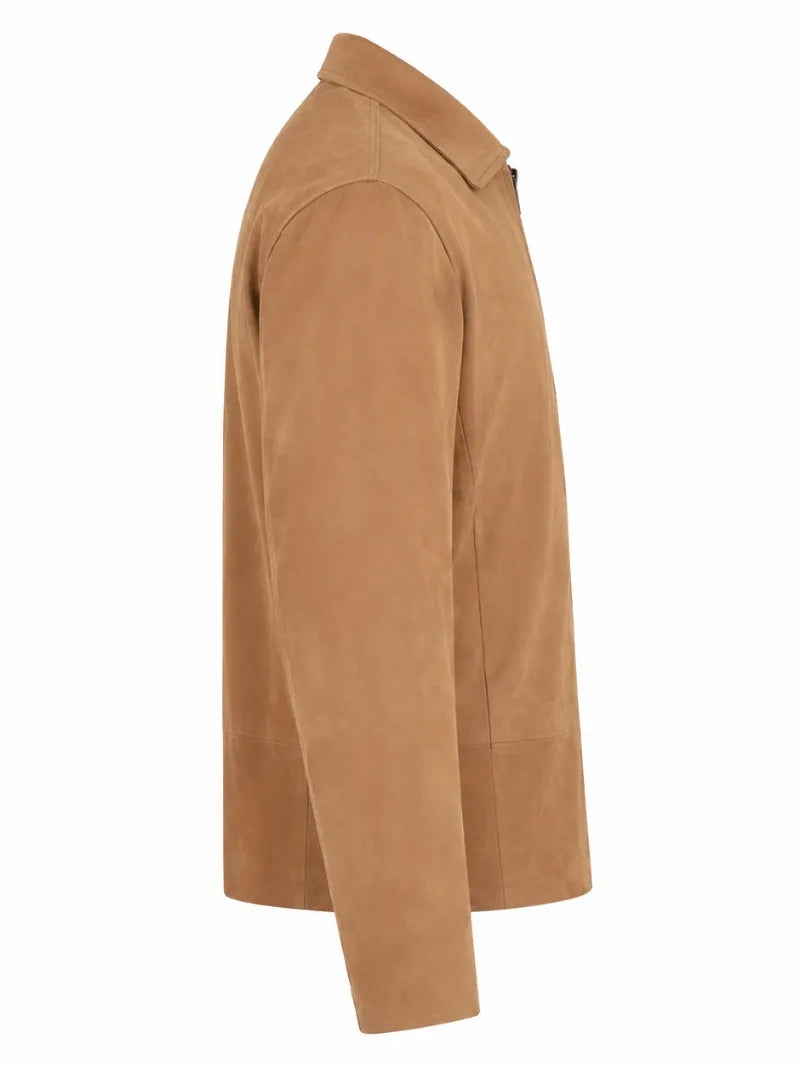 Men’s Tan Suede Leather Jacket Right 