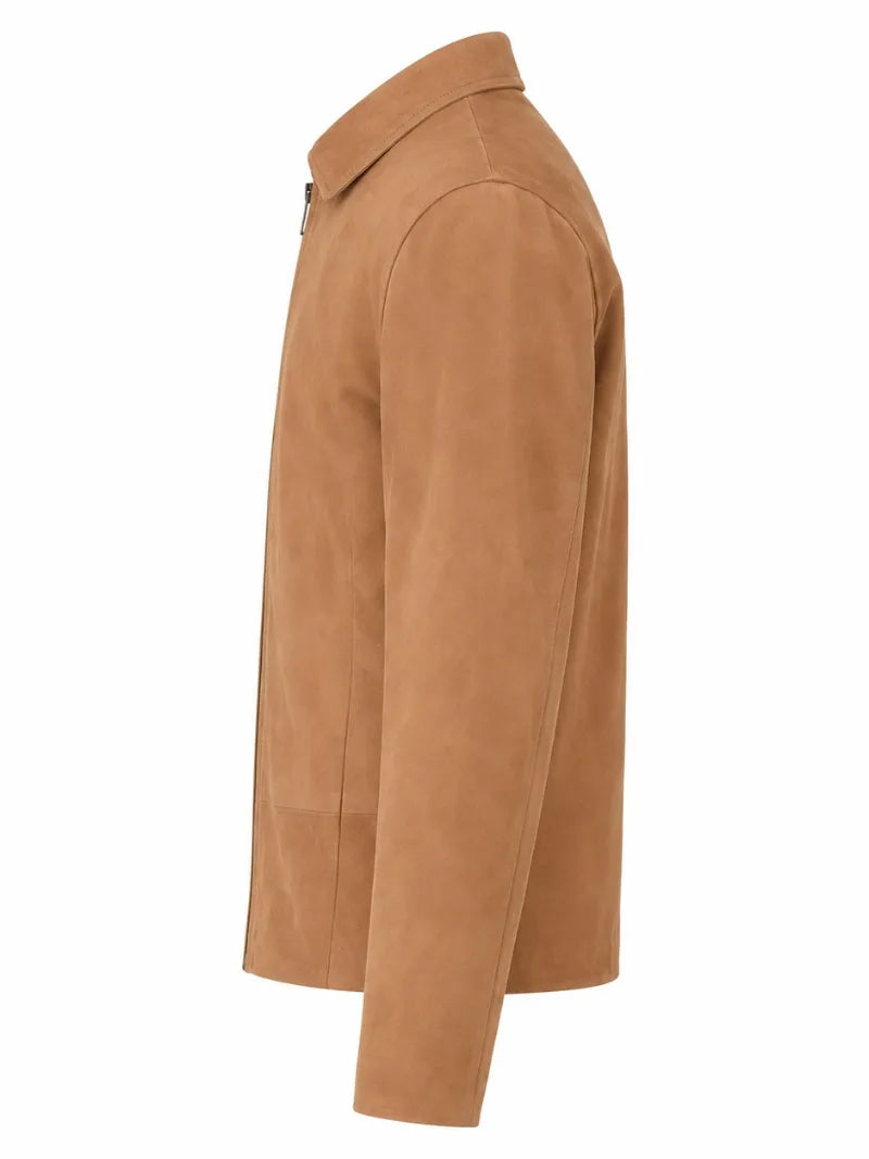 Men’s Tan Suede Leather Jacket Left