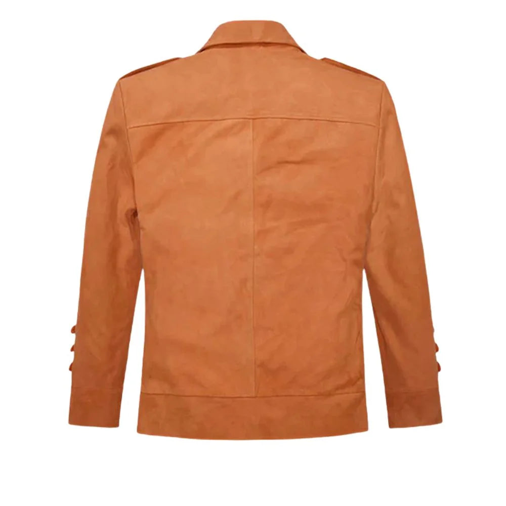 Men’s Tan Suede Button up Style Leather Jacket