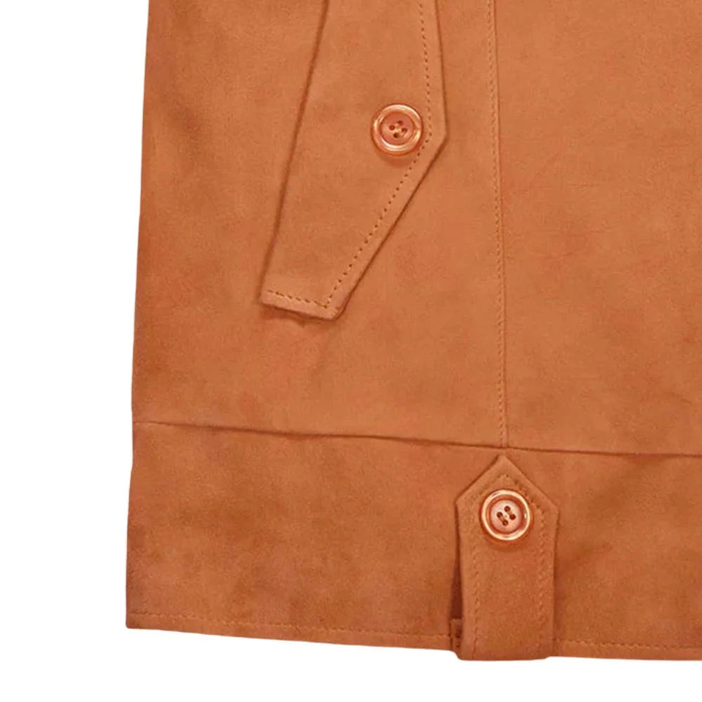 Men’s Tan Suede Button up Style Leather Jacket